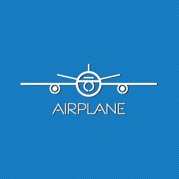 การออกแบบดีไซน์แบนสีขาวสัญลักษณ์เครื่องบิน