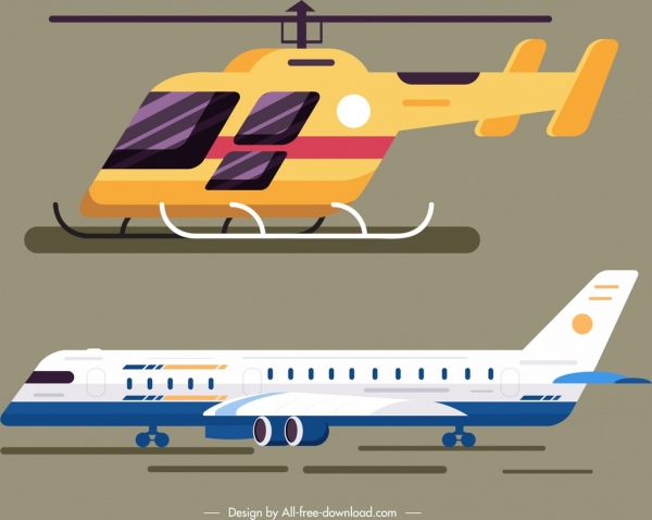 Hava yolu tasarım öğeleri uçak simgeler modern tasarım helikopter