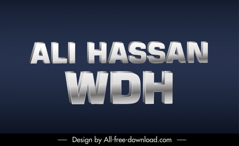 Ali Hassan Fondo de efecto de texto WDH Diseño moderno de sombras 3D