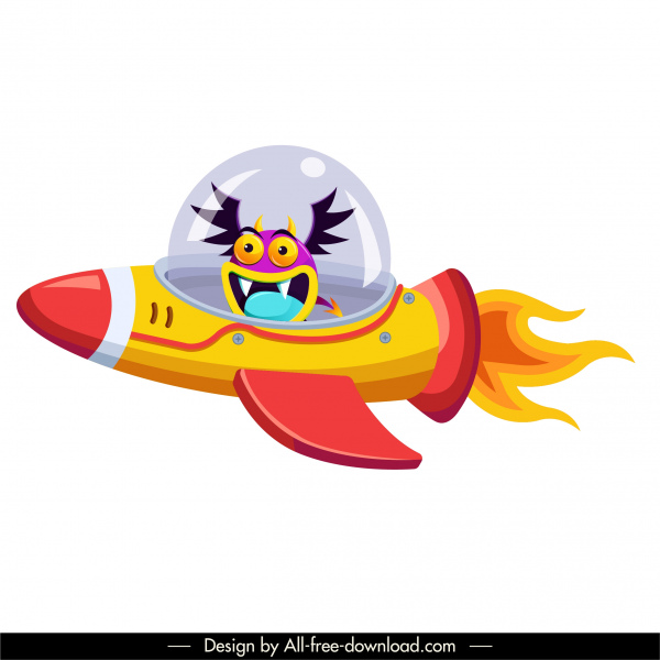 чужеродные значок космический корабль эскиз смешной мультипликационный персонаж