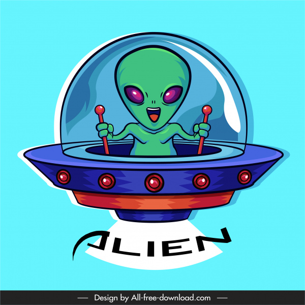 Alien-Symbol UFO-Steuerung Skizze Cartoon-Charakter