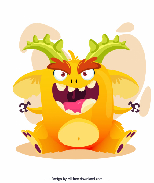 ikon monster alien karakter kartun lucu desain warna-warni