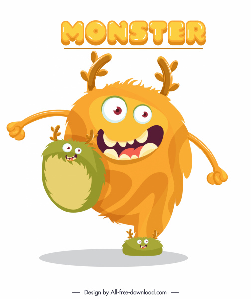 ikon monster alien lucu sketsa kartun berwarna