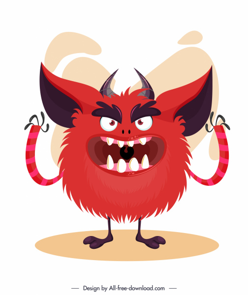 ícone de monstro alienígena personagem de desenho animado vermelho furry