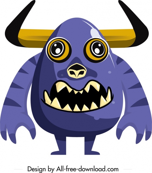 icône de monstre extraterrestre personnage de dessin animé croquis d’animal corné
