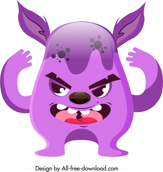 ikon monster alien violet sketsa karakter kartun