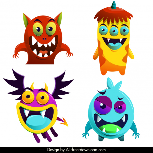 Alien Monster Ikonen lustige Emotion Skizze Zeichentrickfiguren