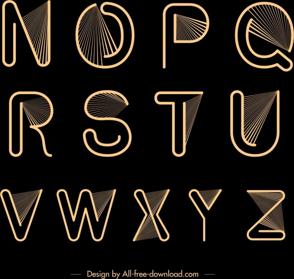 alphabet design fond noir jaune rayons décoration