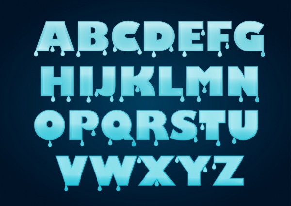 alfabet latar belakang biru air tetes dekorasi
