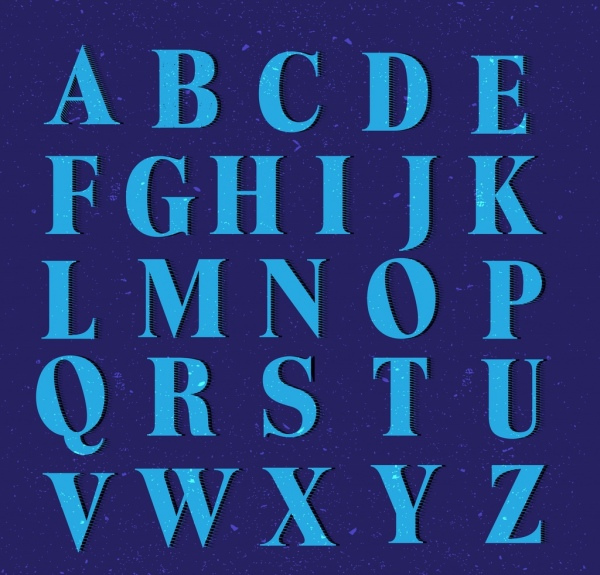 bảng chữ cái nền vốn lettering từ màu xanh