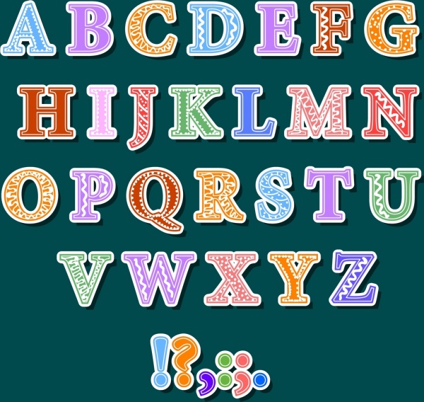 textes colorés de fond alphabet signent ornement