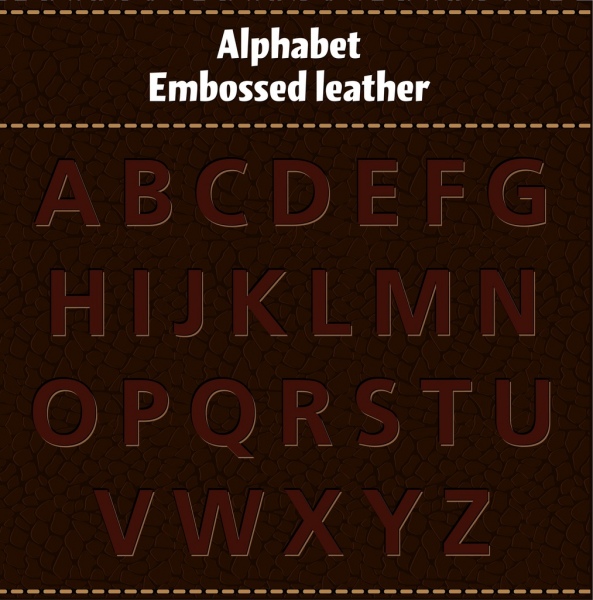 dans la conception de l'alphabet en cuir noir