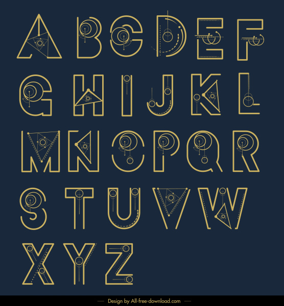 decoración geométrica plana de fondo alfabeto