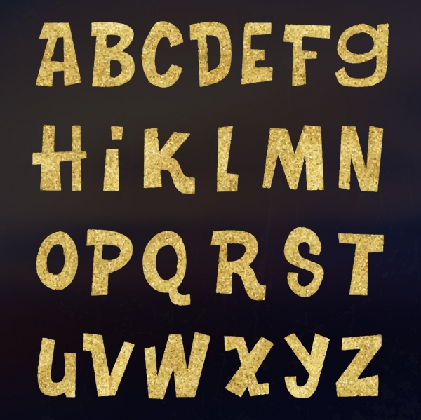 decorazione di sfondo piatto dorato di alfabeto