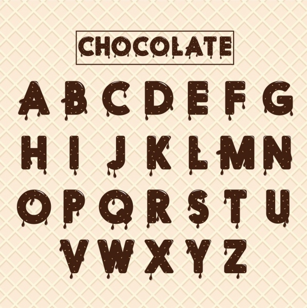 融化巧克力装饰的字母表背景