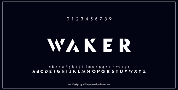 latar belakang alfabet desain hitam gelap datar modern