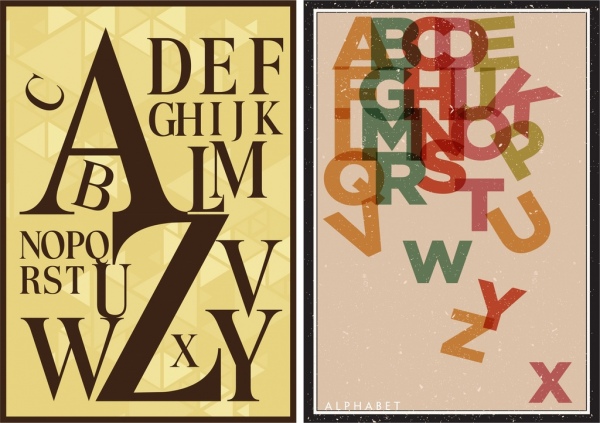 alfabet latar belakang set dekorasi warna-warni teks