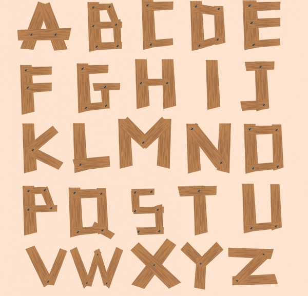 Alphabet Background Wooden Texts Icons Decoration