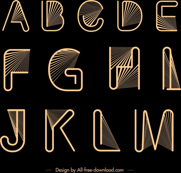 alfabeto fundo linhas amarelas raios decoração