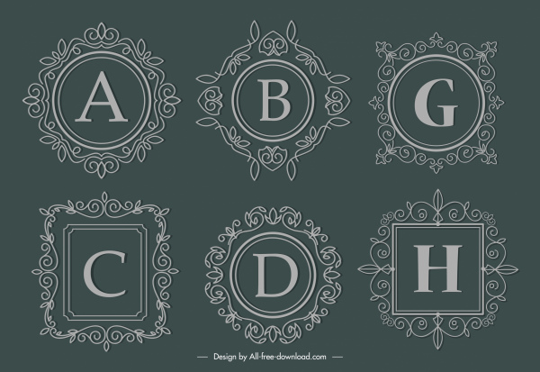 字母边框模板优雅欧洲复古无缝装饰