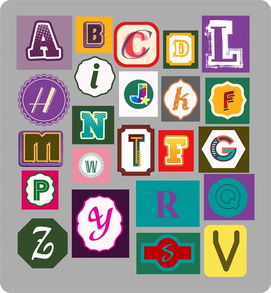 conjuntos de alfabeto isolados em design plano colorido
