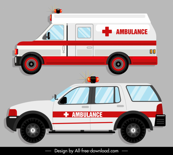 ícones de ambulância esboço plano moderno