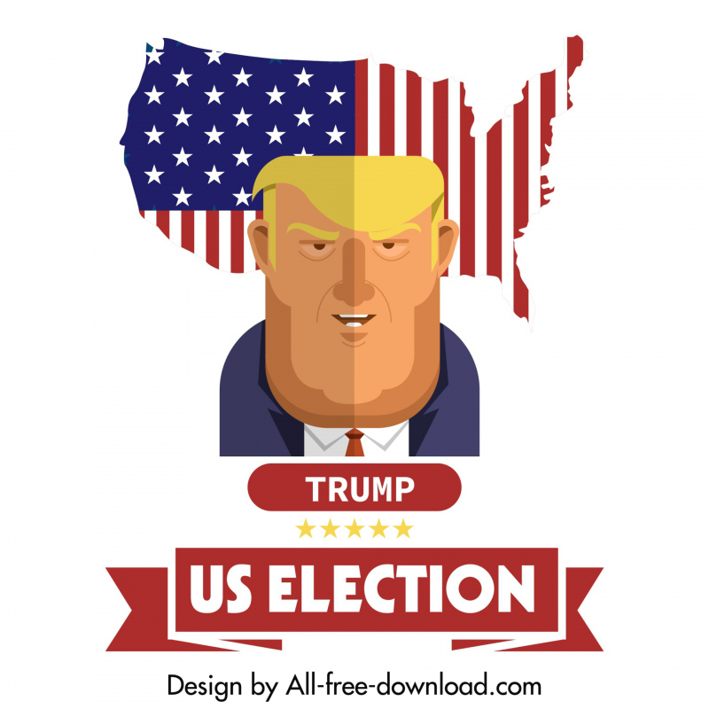 Sketsa bendera Presiden Trump spanduk pemilu Amerika