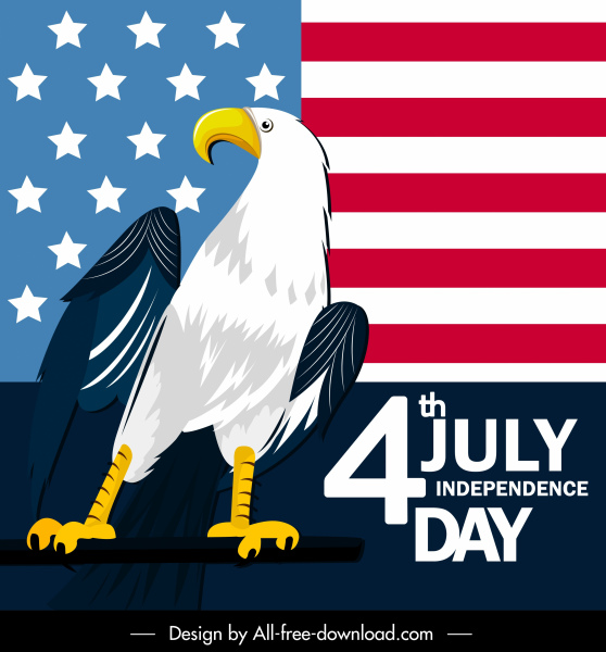decoração da bandeira da bandeira do dia da independência de América descorna da águia