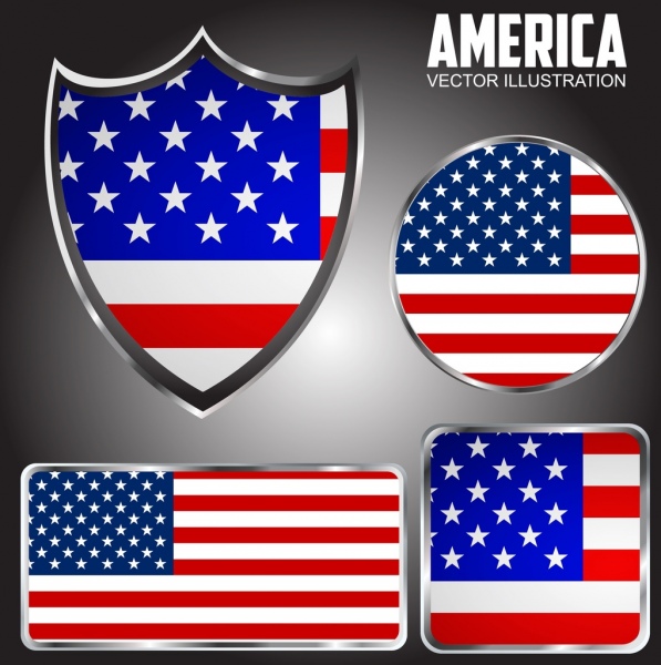 美國國旗的背景標籤集合的幾何設計