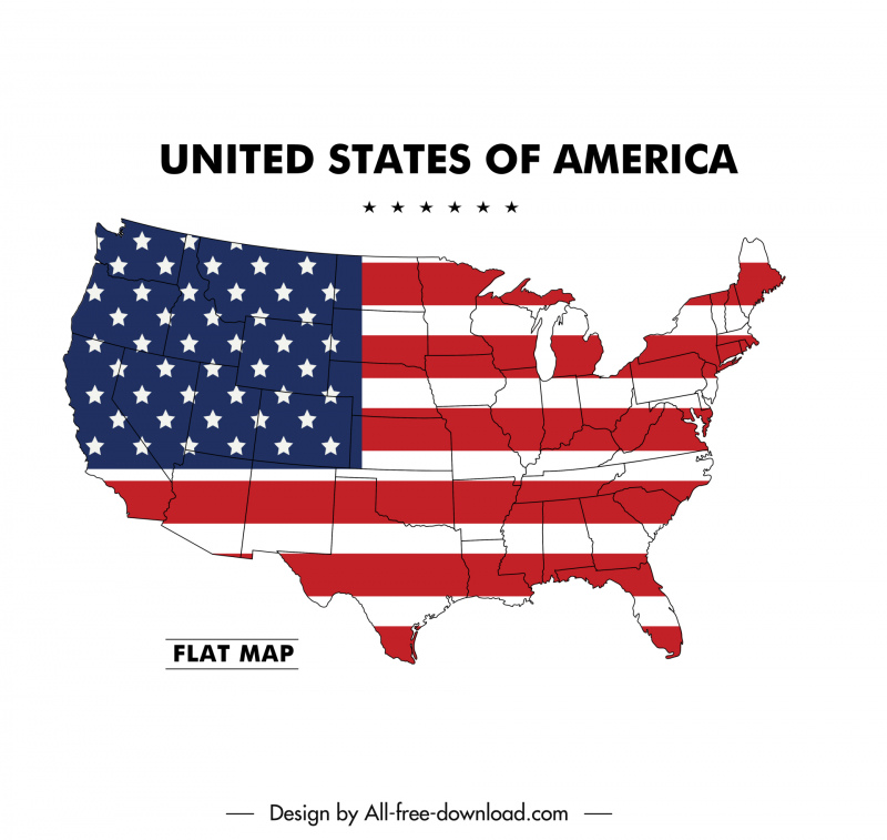 미국 지도 배경 플랫 플래그 스케치