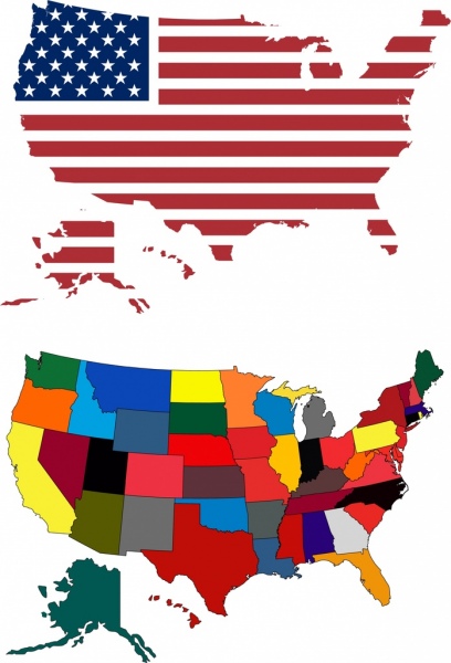 미국 지도 배경 플래그 색 장식