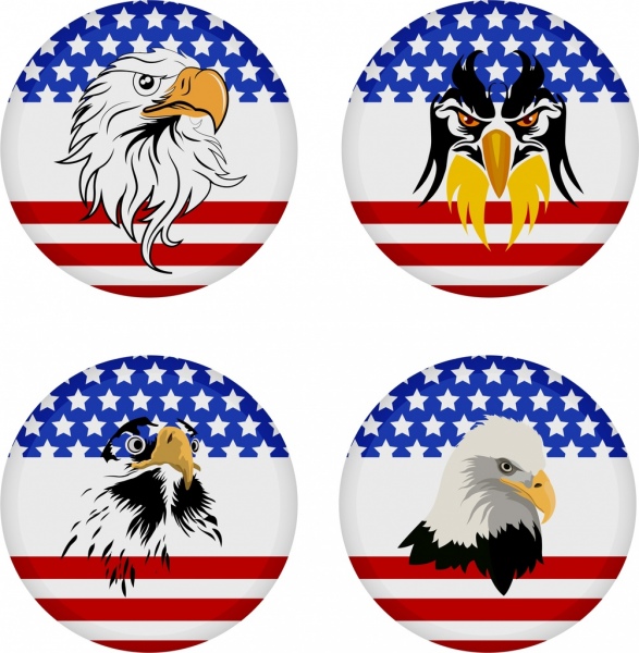 Amerika medali template bendera elang dekorasi