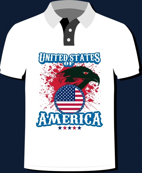 icônes de drapeau Amérique tshirt modèle grunge décor aigle