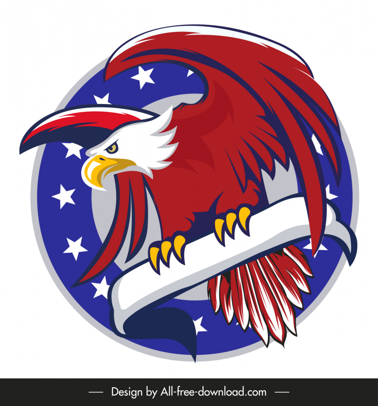 logotipo del águila americana elegante diseño plano dibujado a mano