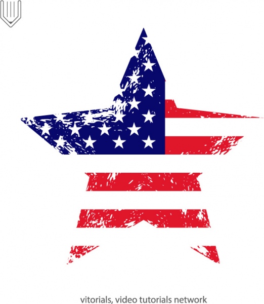 bandera americana con textura grunge en forma de estrella