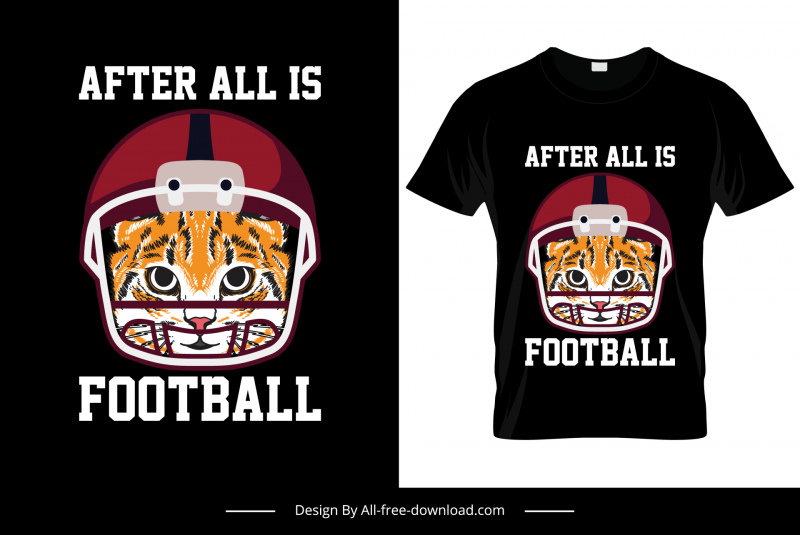 Modèle de tshirt de chat de football américain croquis de dessin animé mignon