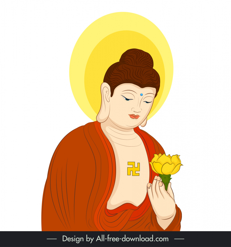 amitabha buddha ilustração ícone desenho animado personagem esboço