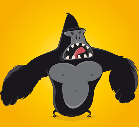 divertido vector de estilos de dibujos animados de gorila