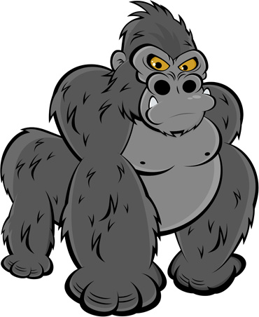 lucu gorila kartun gaya vektor
