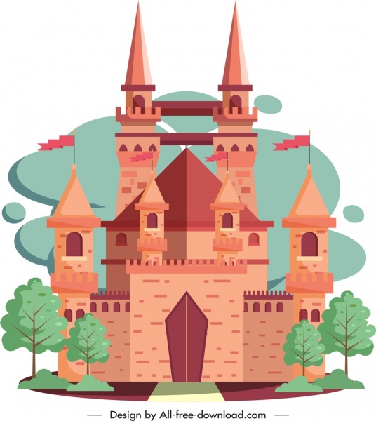 古城堡圖示古典棕色設計