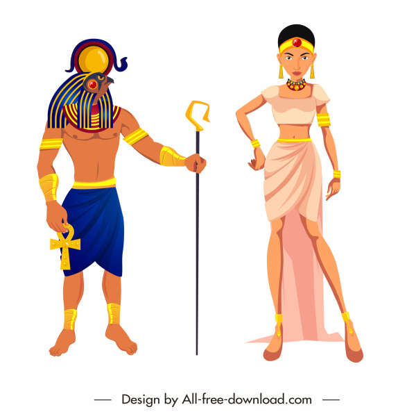 Mesir kuno elemen desain personil kerajaan karakter kartun