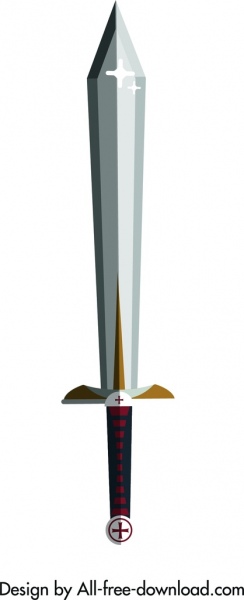 ícone da espada antiga colorido plano design