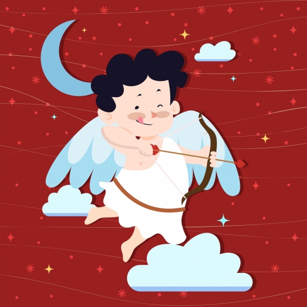 天使翅膀的男孩箭弓图标背景