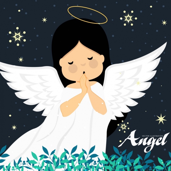 ícone de menina bonito desenho anjo colorido projeto dos desenhos animados