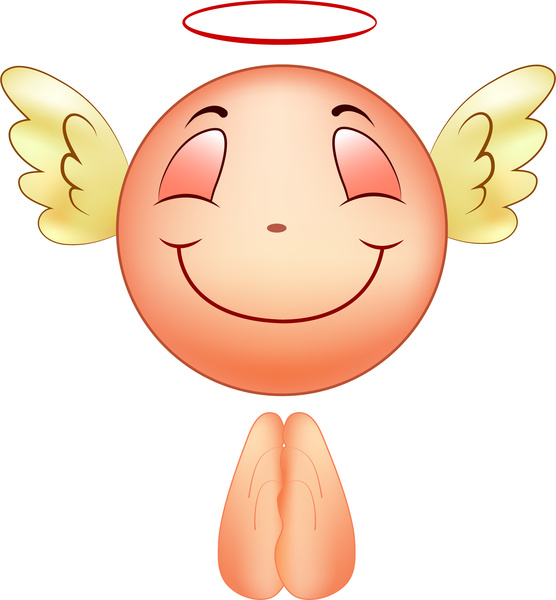 Malaikat ikon dengan senyum bahagia emosi vektor