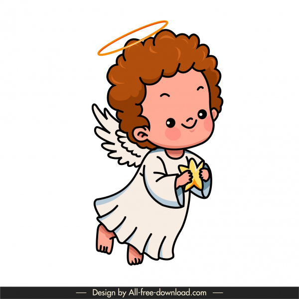 угол значок милый летающий ребенок эскиз ручной мультипликационный персонаж