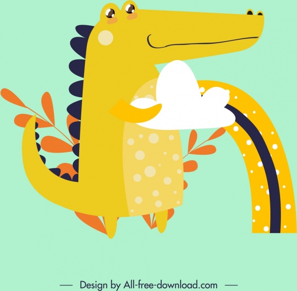 動物背景鱷魚圖示顏色的經典設計