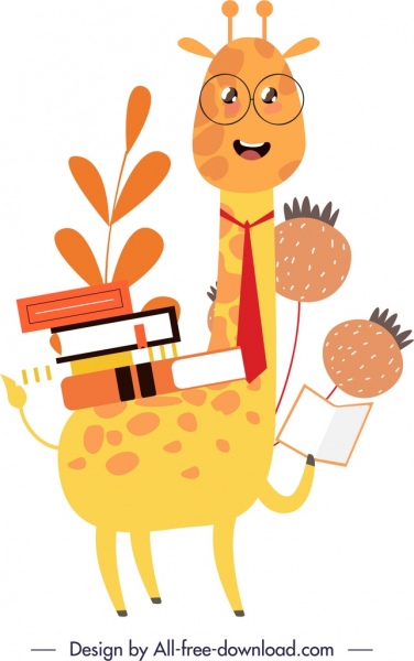 design d’icône stylisé animaux fond éducation thème girafe