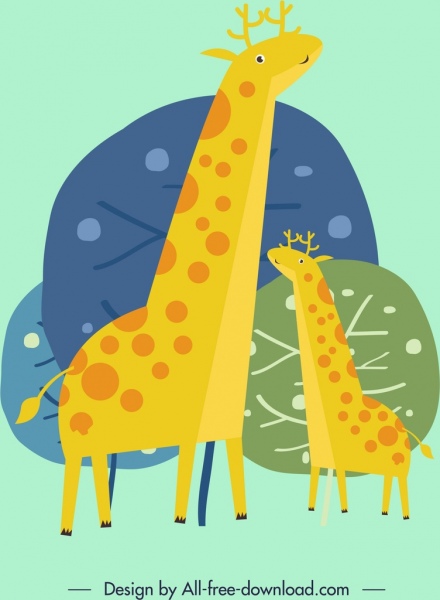 icône de girafe animaux fond coloré design classique