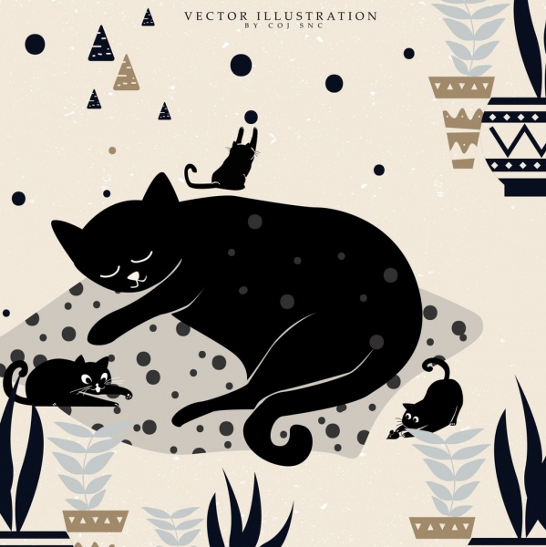 sfondo animale felice gatti icona oscuro disegno
